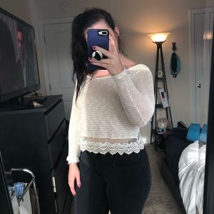 Forever 21 Crochet Off-White Crop Top